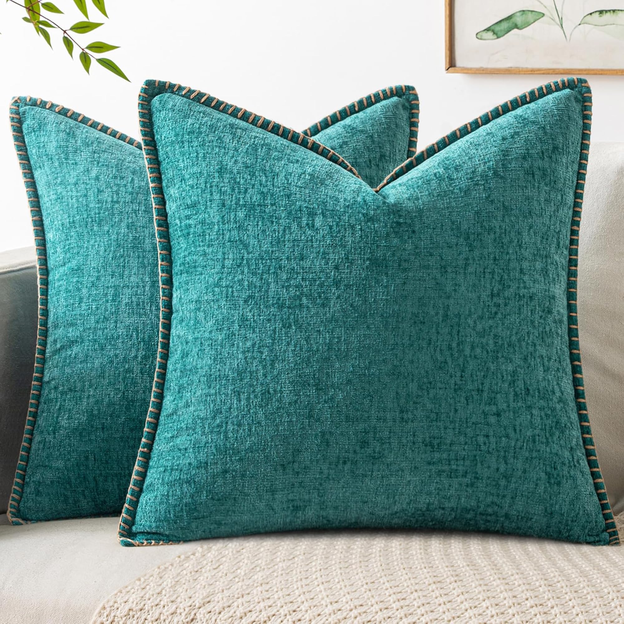 Decorative Couch Throw Pillow Covers, Sage Green 2 Pack